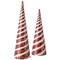 Contemporary Home Living Set of 2 Red and White Candy Stripe Cone Christmas Trees 20"
